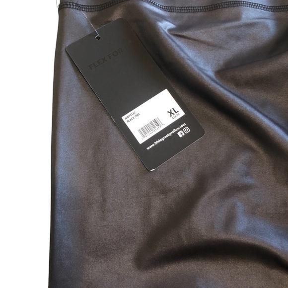 90 Degree By Reflex Women’s Faux Leather Leggings XL Black High Waist Shiny NWT - Picture 5 of 8